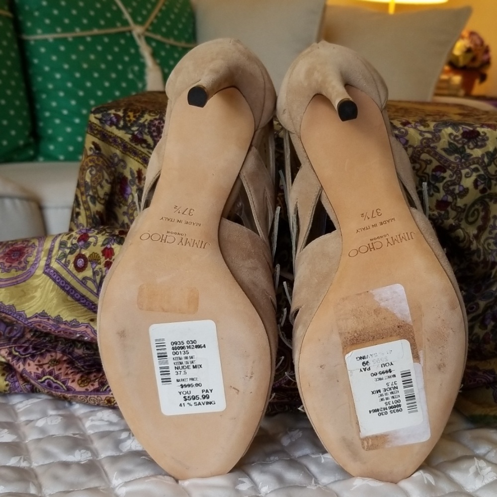 Jimmy Choo Keena Nude Mix Lace-Up Sandals NWT: FINAL SALE PRICE - Picture 7 of 8